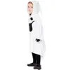 Disfraz de Halloween Mujer Diseñador Disfraz de Cosplay Disfraz de Carnaval de Halloween Fantasma Blanco tímido Sombrero Puntiagudo de Manga Ancha Falda Estampada Vestido Divertido