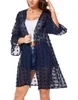 Kvinnors badkläder 2023summer Fashion Beach Sunscreen Plush Ball Jacquard Transparent Cardigan Flare Sleeve Elegant Sexy Cover