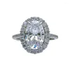クラスターリングスプリングQIAOER LUXURY 925 STERLING SILVER 8x12MM OVAL High Carbon Diamond Engagement Party Ring Fine Jewelry