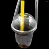 Present Wrap 1000pcs/Lot 12.5x23cm T-Shape Transparent Plast en kopp Förpackningspåse Kaffesaft som tar ut påse Beverage Carrier Påsar