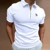 Herren Polos Hazys Poloshirt Kurzarm Umlegekragen Reißverschluss Männer Casual 2023 Sommer Männliche Tops