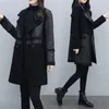 Cuir femme 6XL grande taille hiver Faux manteau femmes épaissir chaud deux côtés porter Patchwork PU veste femme longue vêtements d'extérieur W995
