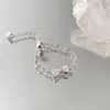 Cluster Ringe Original Silber Farbe Koreanische Pull-out Bowknot Finger Schmuck Natürliche Zirkonia Süße Ketten Anillos Für Frauen