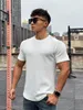 Magliette da uomo Uomo 2023 Palestre estive Casual Allentato Fitness Bodybuilding Colore puro Moda Abbigliamento maschile Tee Tops