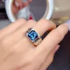 Anello gioielli da sposa moda donna Anello blu scuro cristallo zircone diamante Anello in oro bianco fidanzata regalo di compleanno regolabile