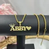 Colares de pingente iniciais personalizadas coroa nome colar colar de aço inoxidável para mulheres letras personalizadas colar personalizado zircônia pendente 231023