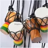 Pendentif Colliers Mini Jambe Drummer à vendre Djembe Percussion Instrument de musique Collier Africain Main Tambour Bijoux Accessoires Dro Dhhta