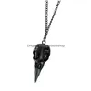 Anhänger Halsketten Vintage Stereo Crow Head SKL Hip Hop Skeleton Metall Halskette Für Frauen Männer Schmuck Drop Lieferung Anhänger Dhqo8