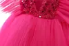 Robes de fille Filles Rose Rouge Fête Princesse Robe Enfants Paillettes Brillant Bithday Cérémonie Vêtements Enfants Tulle Robe De Bal Pour Mariage Taille 3-8T 231023