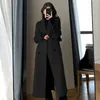 Women's Wool Blends Fashion Winter Trench Coat For Women Elegant Korean Casual Double-breasted Wool Coat Long Jacket Black Office Lady Loose Outwear 231021