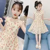 Flickaklänningar 2023 Korea Summer Kid sundress Toddler Dress One-Piece Children modekläder ärmlös