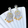 Dangle Earrings QBohemia Dazzling CZ Crystal Tassel Long For Women Silver Temperament Grace Engagement Party Jewelry