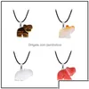 Pendant Necklaces Natural Stone Hand Carved Elephant Pendant Crystal Agate Animal Jade Small Necklace Jewelry Necklaces Pendants Dhbgh