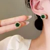 Orecchini a bottone colore verde moda perla coreana per le donne scintillanti zirconi ciondolo regalo di gioielli per feste di nozze all'ingrosso