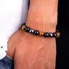 Obsidian Stone Hematite Tiger Eye Bead Armband Viktförlustarmband Handgjort Justerbart reparmband Slimmingenergi smycken