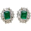 Stud Earrings Sterling Silver Emerald Female Design Sense Niche High-end Simulation Diamond Green Vintage