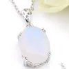 Pendant Necklaces Luckyshine 6Pcs Natural Stone Moonstone Gems 925 Sterling Sier Oval Vintage For Womenwedding Engagement Pendants Jew Dh4Qk