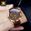 Women's Watches OLEVS Original Luxury Brand Men's Watches Leather Strap Quartz Watch for Men Sport Waterproof Moon Phase Wristwatch Montre Homme 231021