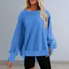 Dames Hoodies Oversized S-2XL Sweatshirt Ronde hals Lange mouw Effen Kleur Mode Informeel Slit Sloucthy Pullover Top Herfstkleding