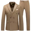 Men's Suits 2023 Plus Size Double Breasted Solid Color Suit Business Fashion And Leisure Two Pieces