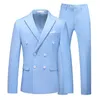 Men's Suits 2023 Plus Size Double Breasted Solid Color Suit Business Fashion And Leisure Two Pieces