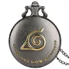 Pocket Watches Antique Black Full Cover Japan Anime Design Unisex Kid Quartz Analog Watch Roman Number Sweater Chain Gift