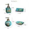 Bath Accessory Set Chinese Flower Painting Ceramic Soap Dispenser Household Bathroom Accessories Painted Flowers Bird Decorative Shampoo