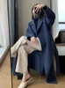 Mulheres misturas de lã inverno casaco longo de lã casual feminino duplo breasted jaqueta falsa outono moda coreana senhoras roupas pretas 231021