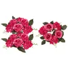 Decorative Flowers 3Pcs Artificial Flower Ring Rose Wreath Tea Light Wedding Table Centerpiece