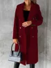 Damen Wollmischungen Wollmantel Frauen Herbst Winter Lange Jacke Damen Vintage Zweireiher Mantel Weiblich Elegant Lässig Einfarbig Mäntel 231023