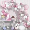 Juldekorationer rosa silverfjärilballong Garland Arch Kit Birthday Party Decoration Kids Wedding Decor Baby Shower Girl Girl Latex Baloon 231023