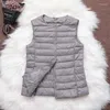 Ailegogo – gilet de canard blanc décontracté pour femme, veste Ultra légère, col rond, sans poids, manteau d'extérieur, vêtements d'extérieur, hiver