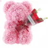 Fiori decorativi regalo per la festa della mamma Orsetto rosa da 25 cm in scatola per regalo di compleanno di San Valentino, festa di nozze