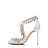 Dress Shoes Spring Pointed Rhinestone Stiletto Banquet Female Sandals White Custom-made Large Size Fringed Bridal Wedding