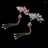 Grampos de cabelo tradicional artesanal flores de cerejeira clipe feminino hanfu menina hairpin