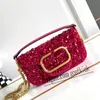 Designer 3D pärla handväska ljus pärla dekoration axelväska modekedja messenger handväska guld hårdvara brev kvinnor röda svarta handväskor