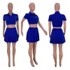 Vestidos de trabalho MDUG 10 conjuntos de roupas em massa atacado saias plissadas 2 peças conjuntos de vestido moda sólida manga curta top crop senhoras desgaste m9061