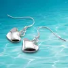 Boucles d'oreilles pendantes en argent 925 pour femmes, bijoux simples et doux en forme de cœur, cadeaux délicats