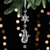 Berrak akrilik Noel ağacı kolyeler cazibe şeffaf plastik kristal kar asılı dekorasyonlar Noel claus neşeli Noel mutlu yıllar festival partisi ev hediyesi