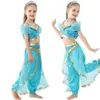 Cosplay Jasmijn Prinses Kostuum Jurk voor Kinderen Meisjes Aladdin Kostuums Jurken Accessoires Pruik Halloween Party Kleding