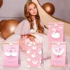 Present Wrap LB182 12st Sweet Girl Cartoon Animal Crown Swan Birthday Party Candy Packing Kraft Paper Bags Flowers Baby Shower