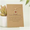 Pendant Necklaces Style Moon Star Birthstone Necklace Wish Card For Women Crystal Gold Color Clavicle Chain Mom Birthday Jewelry Gif Dhsgx