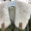 2021 Fox Fur Parka Women Real Fur Coat med rävpäls krage rex kanin foder vinter varm päls jacka kläder