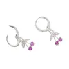 Boucles d'oreilles créoles en Zircon rose, fruits, cerises, clous suspendus, plaqué or, pavé glacé, Hip Hop, cadeau de Festival pour femmes, bijoux