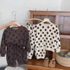 Kleidung Sets Kinder Set 2023 Frühling Herbst Jungen und Mädchen Koreanischen Stil Polka Dot Casual Crewneck Hoodie Hosen Zwei Stück