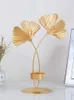 Titulares de velas 1p cnórdico Golden Ginkgo Folha Candlestick Luxury Living Room Home Decoration Wedding Party 231023