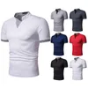 Polos pour hommes 2023 Mode Henry Collar Plaid Couleur Correspondant Polo à manches courtes