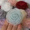 Decorative Flowers 10PCS/Lot 5.5CM Handmade Cored Organza Chiffon Fabric Artificial Fake Flower Wedding Dress Hats Headband Brooch DIY Home