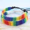 Rainbow Rope Armband Hand Woven Friendship Armband Justerbar VSCO Girl Colorful Bohemian Lucky Armband Bangles Jewelry for Girls, VSCO Friendship Bohemian