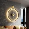 Wandklokken Vintage Spanje Grote Wijzers Moderne Stille Horloges LED Licht Badkamer Goud Ronde Duvar Saati Home Decor YX50WC